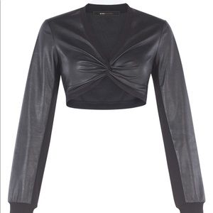 BCBG NEW Raelee Faux Leather crop
